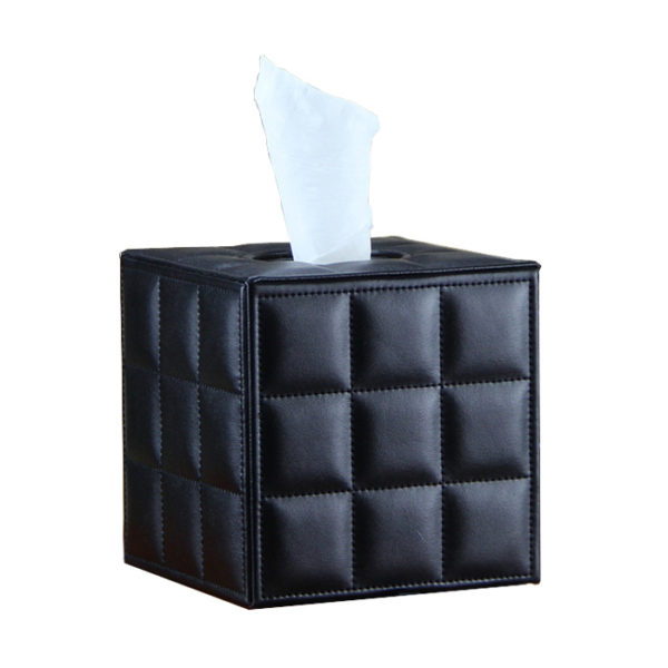Black Cube Waffle Leather Tissue Box,Hotel Supplies Ireland,Tissue Box,Stylish Tissue Box,Stylish,black leather,Hotel Tissue Box